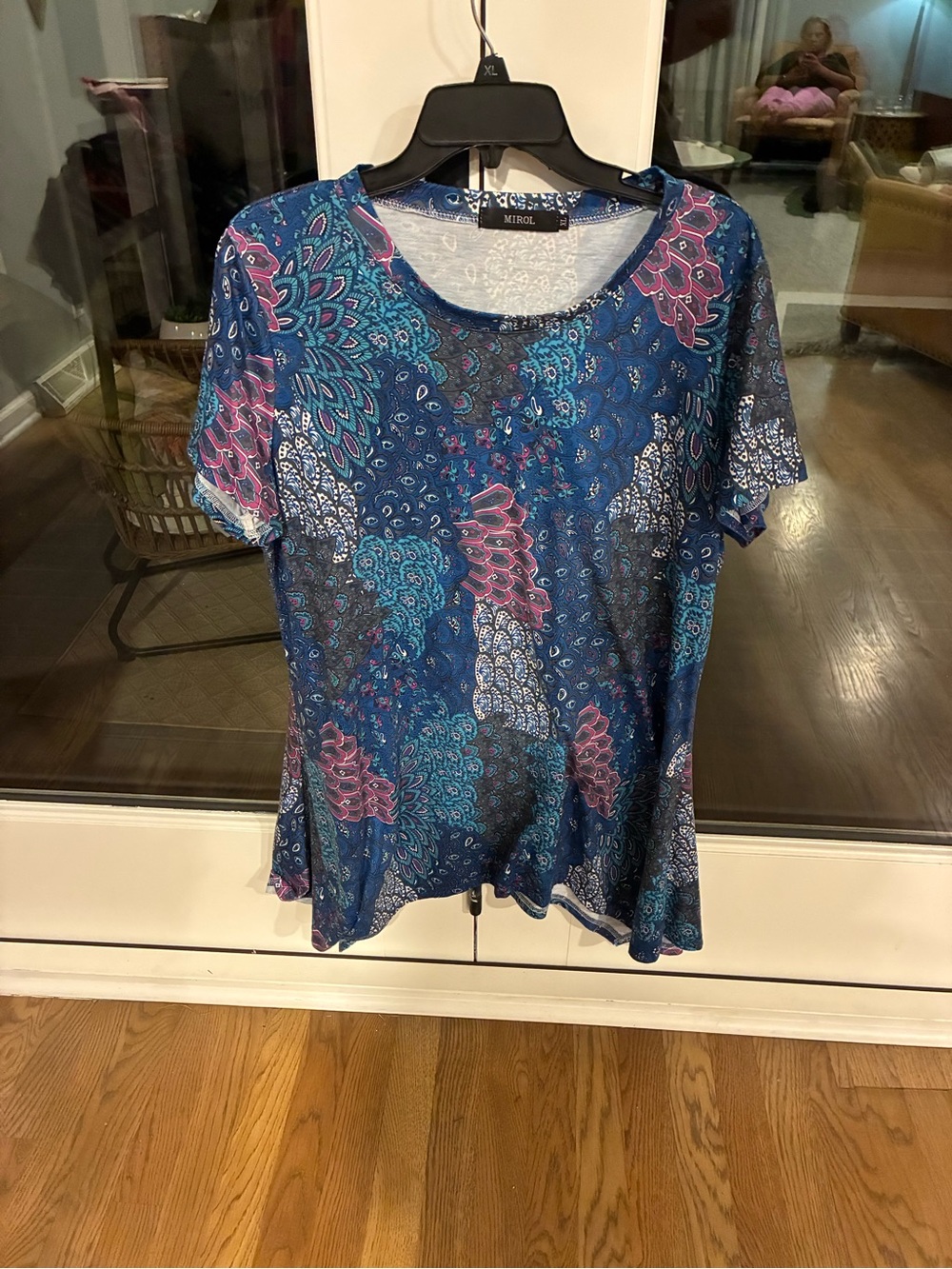 Blue Floral-Pattern Short Sleeve dress